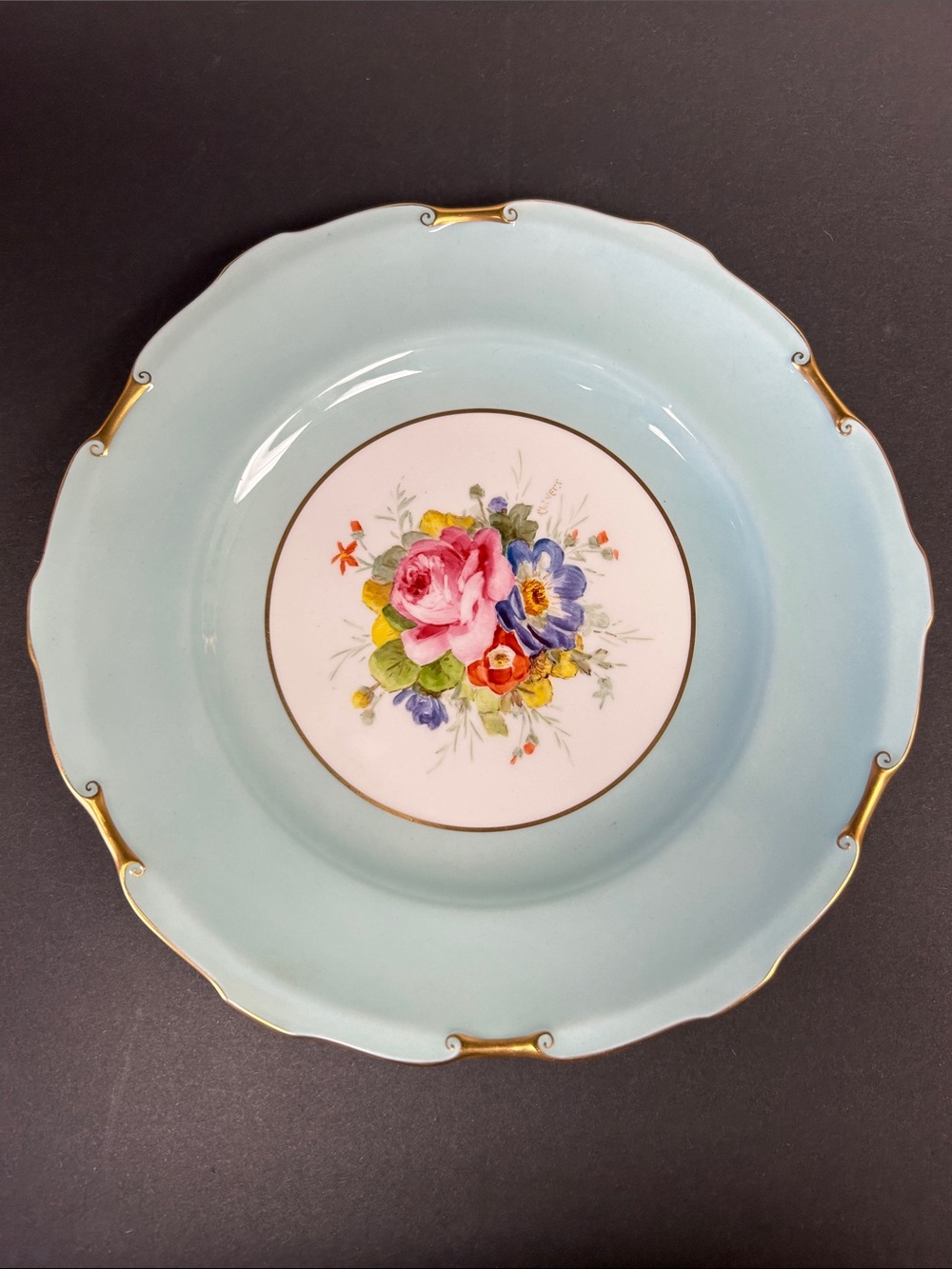 Vintage 1940’s 10 1/4” Royal Crown Derby handpainted “ Rosemary “cabinet plate
